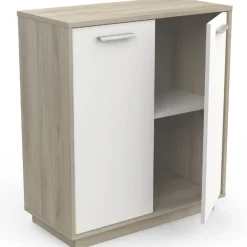 Ablageschrank Leontien 2 Flügeltüren-Kronberg Eiche/Mattweiß