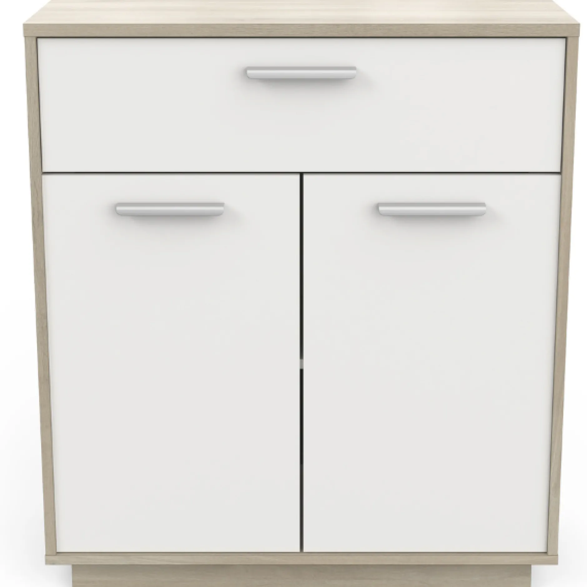 Ablageschrank Leontien 2 Flügeltüren und 1 Schublade Kronberg Eiche/Mattweiß