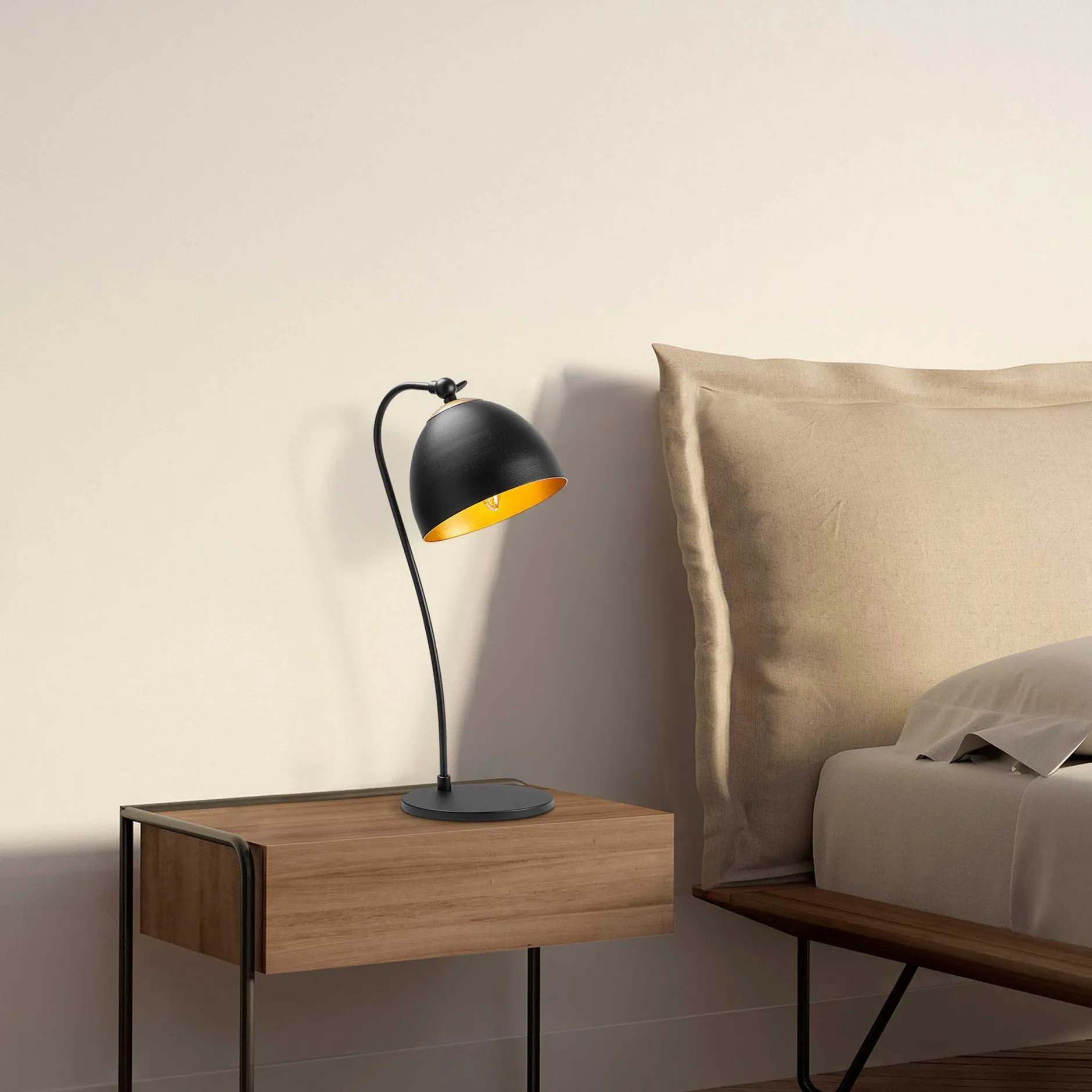 Acuka Tischlampe | METALLGEHÄUSE | Schwarz, Gold