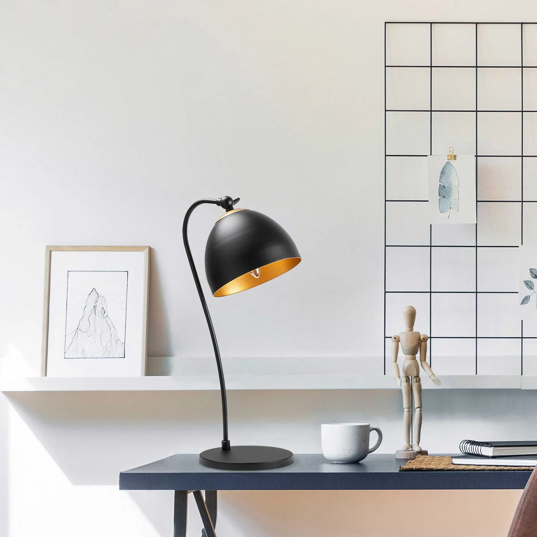 Acuka Tischlampe | METALLGEHÄUSE | Schwarz, Gold