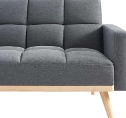 Adana Graues Schlafsofa | Eukalyptusgestell | Kaltschaummatratze | 84x214x84cm