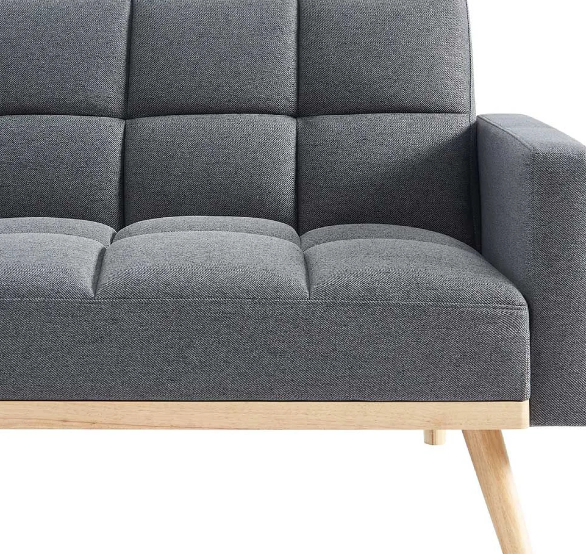 Adana Graues Schlafsofa | Eukalyptusgestell | Kaltschaummatratze | 84x214x84cm