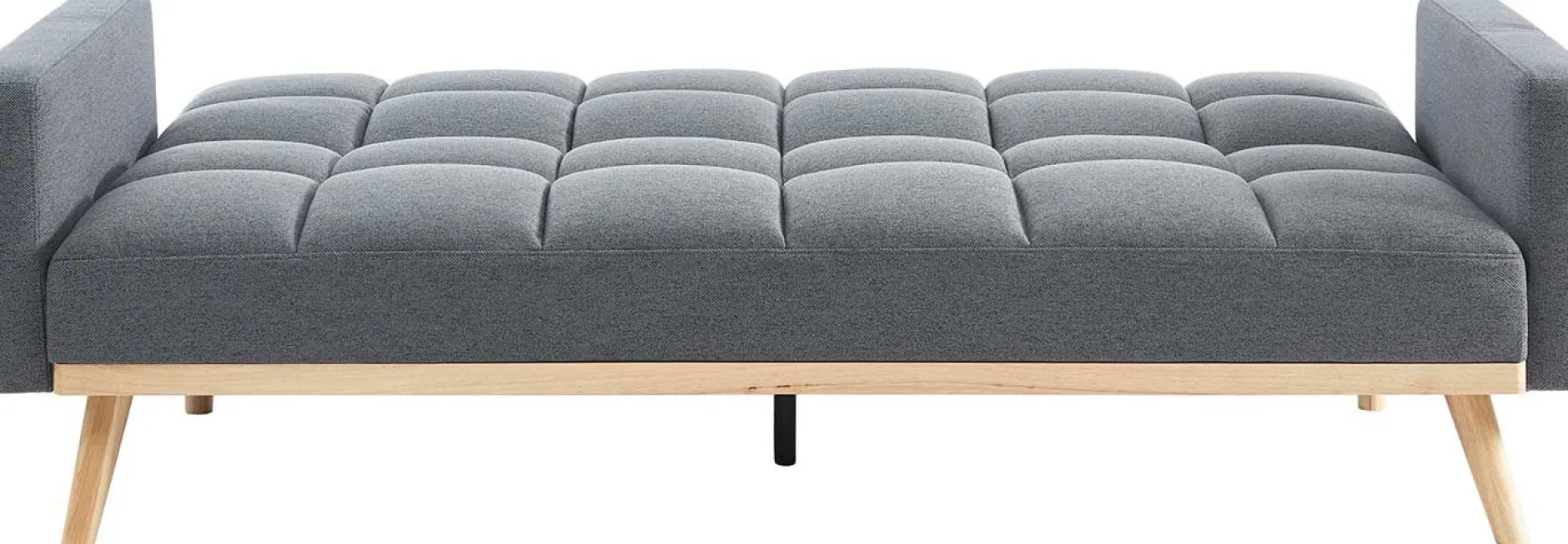 Adana Graues Schlafsofa | Eukalyptusgestell | Kaltschaummatratze | 84x214x84cm