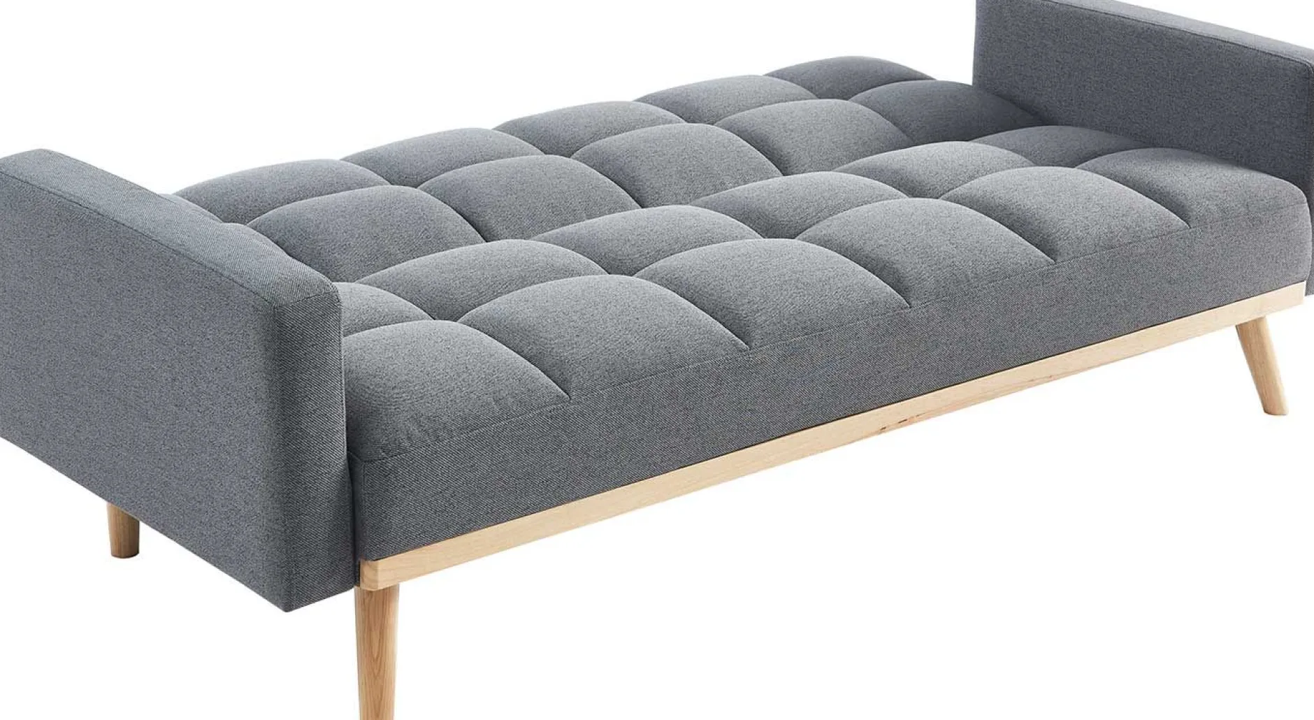 Adana Graues Schlafsofa | Eukalyptusgestell | Kaltschaummatratze | 84x214x84cm
