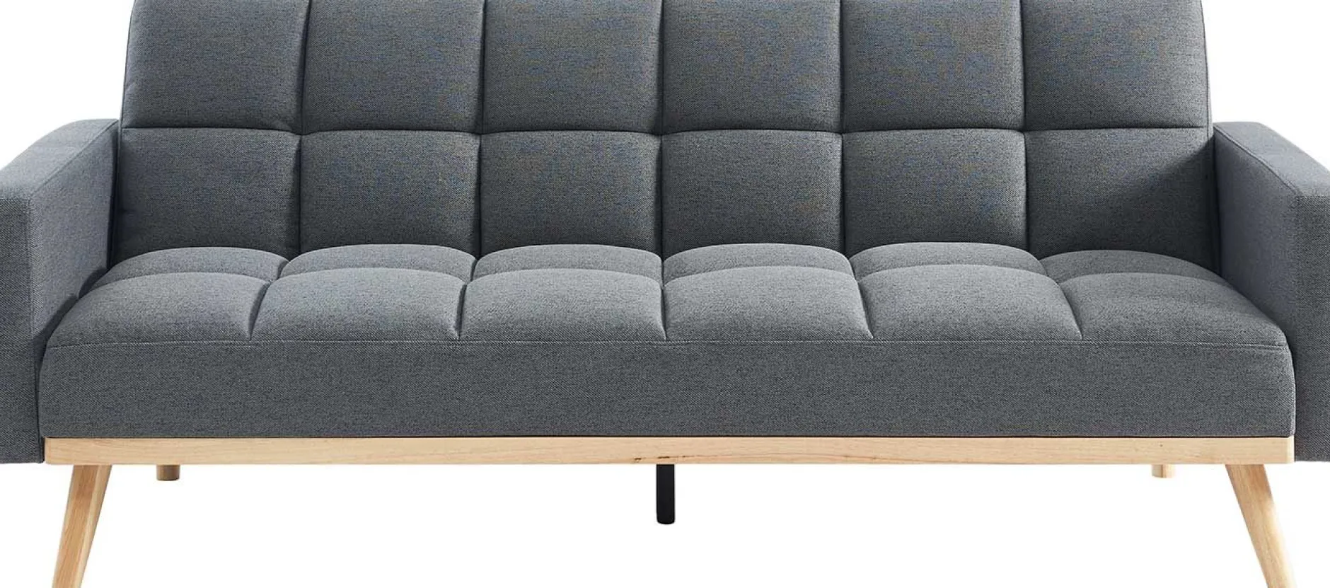 Adana Graues Schlafsofa | Eukalyptusgestell | Kaltschaummatratze | 84x214x84cm
