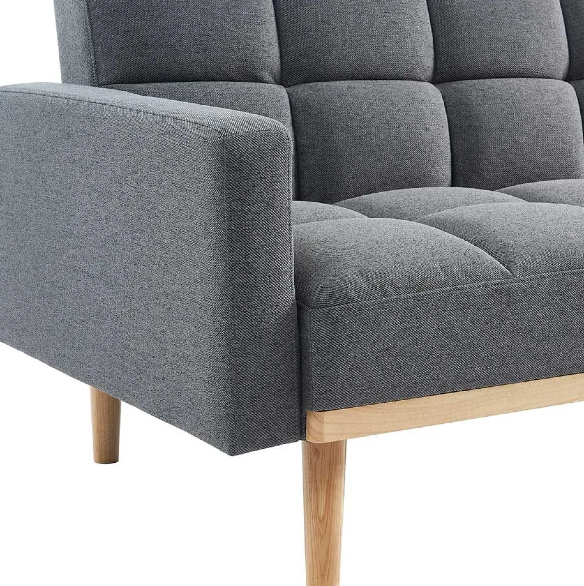 Adana Graues Schlafsofa | Eukalyptusgestell | Kaltschaummatratze | 84x214x84cm