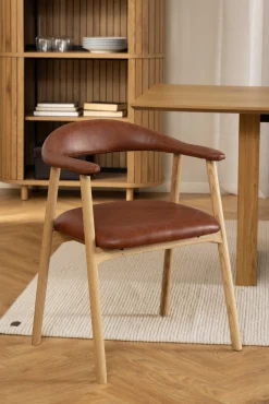Addi Esszimmerstuhl mit Armlehne in PU Retro Brandy 691B FR, Untergestell Eiche