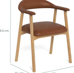 Addi Esszimmerstuhl mit Armlehne in PU Retro Brandy 691B FR, Untergestell Eiche