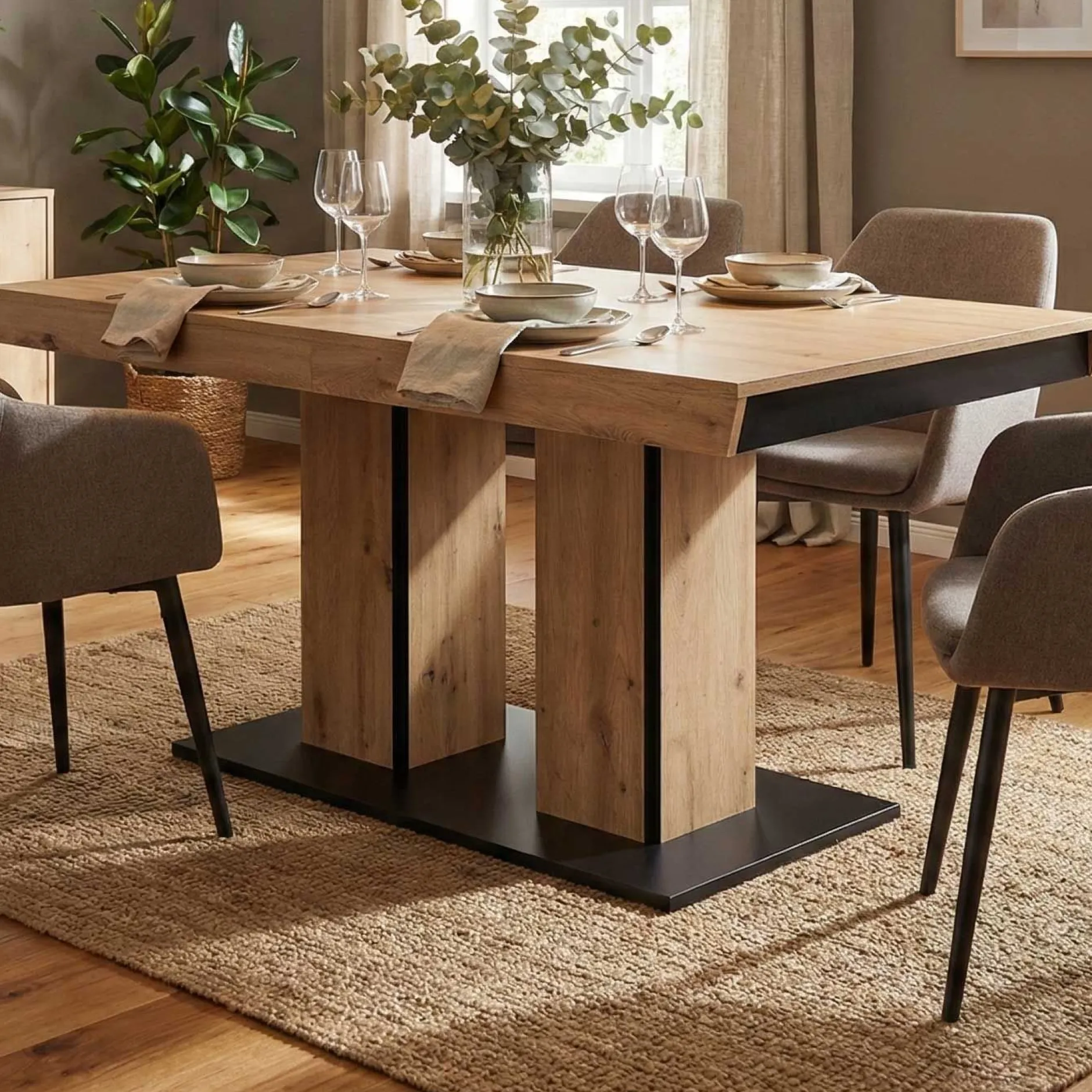Agnette Esstisch 140/220x90 cm-artisan Eiche