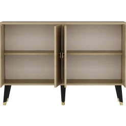 Ahart Konsole | 100 % MELAMIN | Saphir-Eiche, Gold