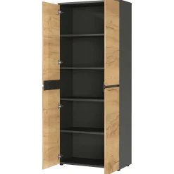 Aktenschrank Miguel mit 2 Türen und 4 Einlegeböden - Anthrazit/Eiche