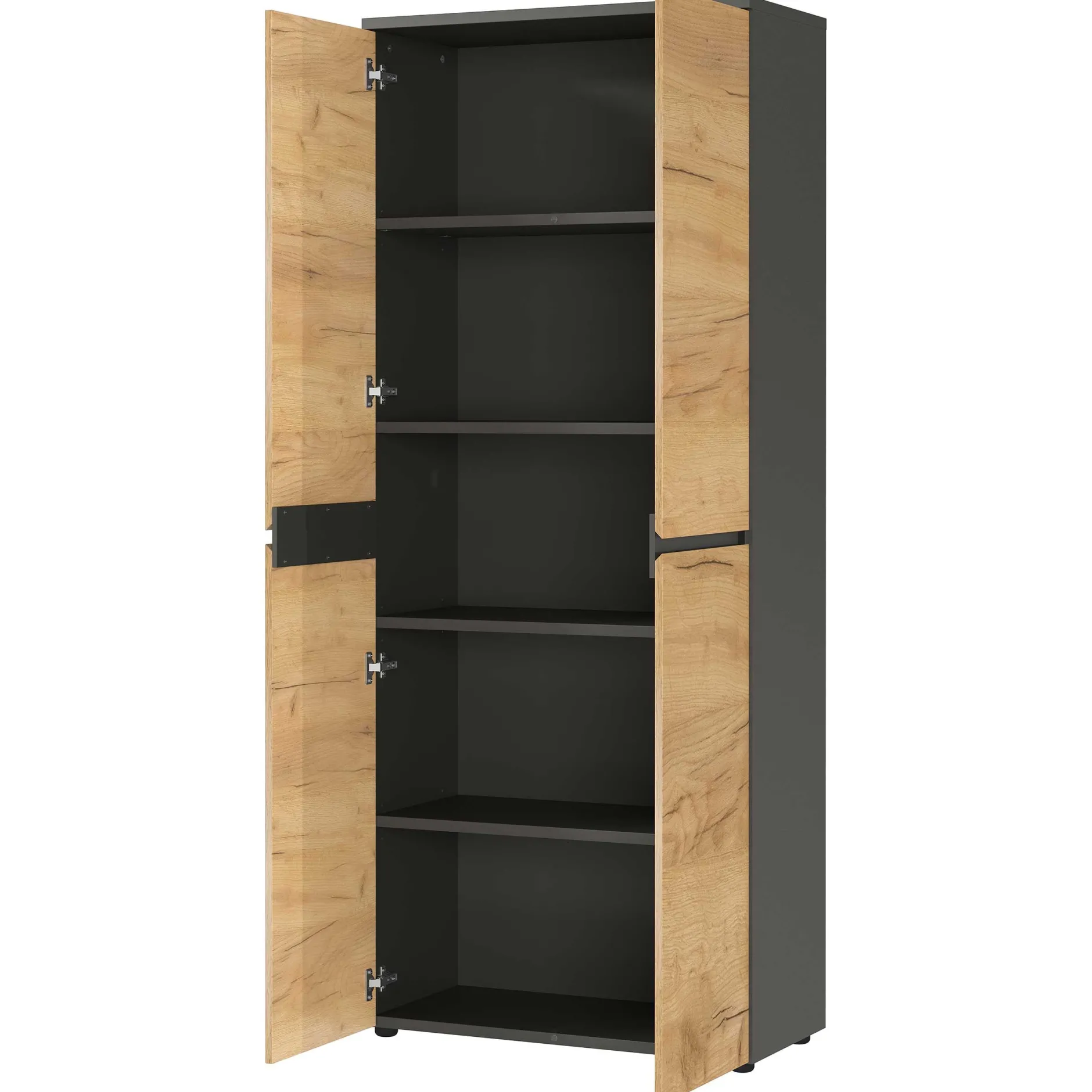 Aktenschrank Miguel mit 2 Türen und 4 Einlegeböden - Anthrazit/Eiche