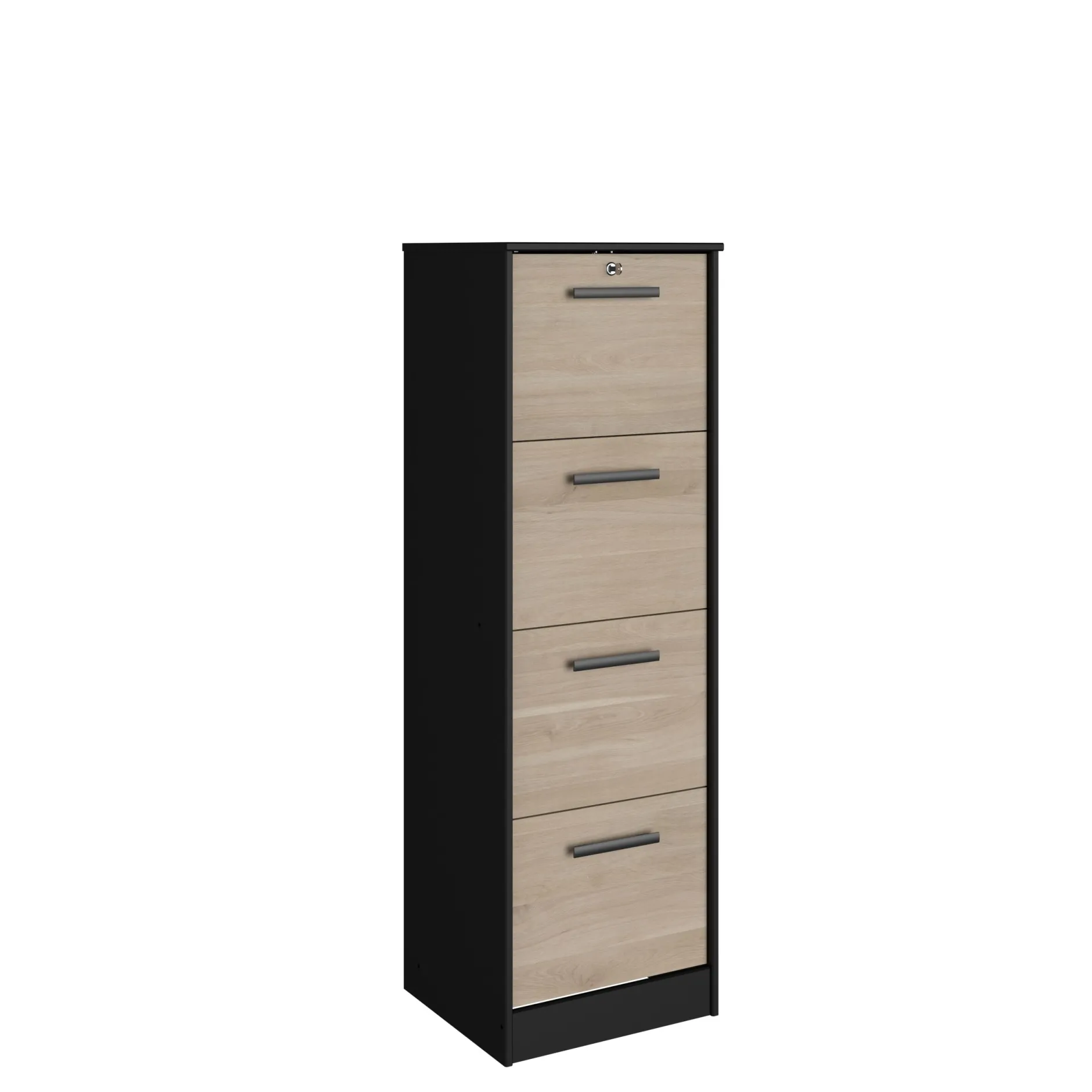 Aktenschrank Sil-138cm-4 Schubladen-schwarz/schick