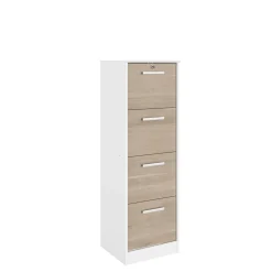 Aktenschrank Sil-138cm-4 Schubladen-weiß/Eiche
