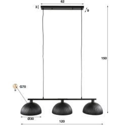 Alinette Hängeleuchte 120 cm-Artic schwarz