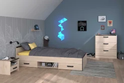 AlmaKinderzimmer : Bett 90x200cm, Nachttisch, Kommode - Eiche Dekor