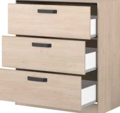 Alma Kommode mit drei Schubladen - Eiche Dekor/schwarz
