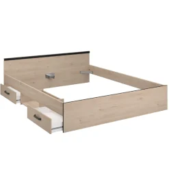 AlmaSchlafzimmer : Bett 160x200cm, Nachttisch, Kleiderschrank - Eichendekor