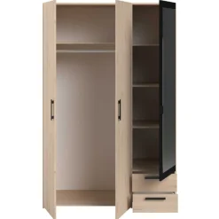 AlmaSchlafzimmer : Bett 160x200cm, Nachttisch, Kleiderschrank - Eichendekor