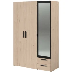 AlmaSchlafzimmer : Bett 160x200cm, Nachttisch, Kleiderschrank - Eichendekor