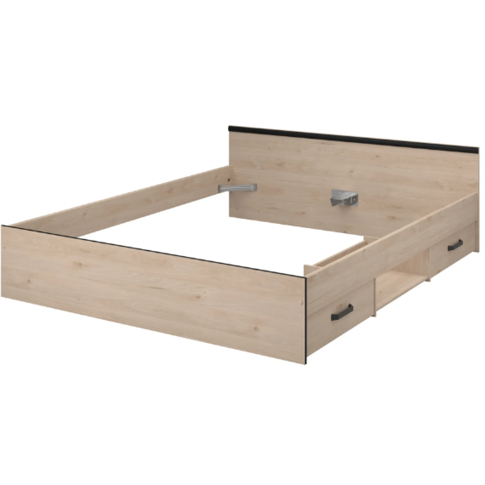 AlmaSchlafzimmer : Bett 140x190cm, Nachttisch, Kleiderschrank - Eichendekor