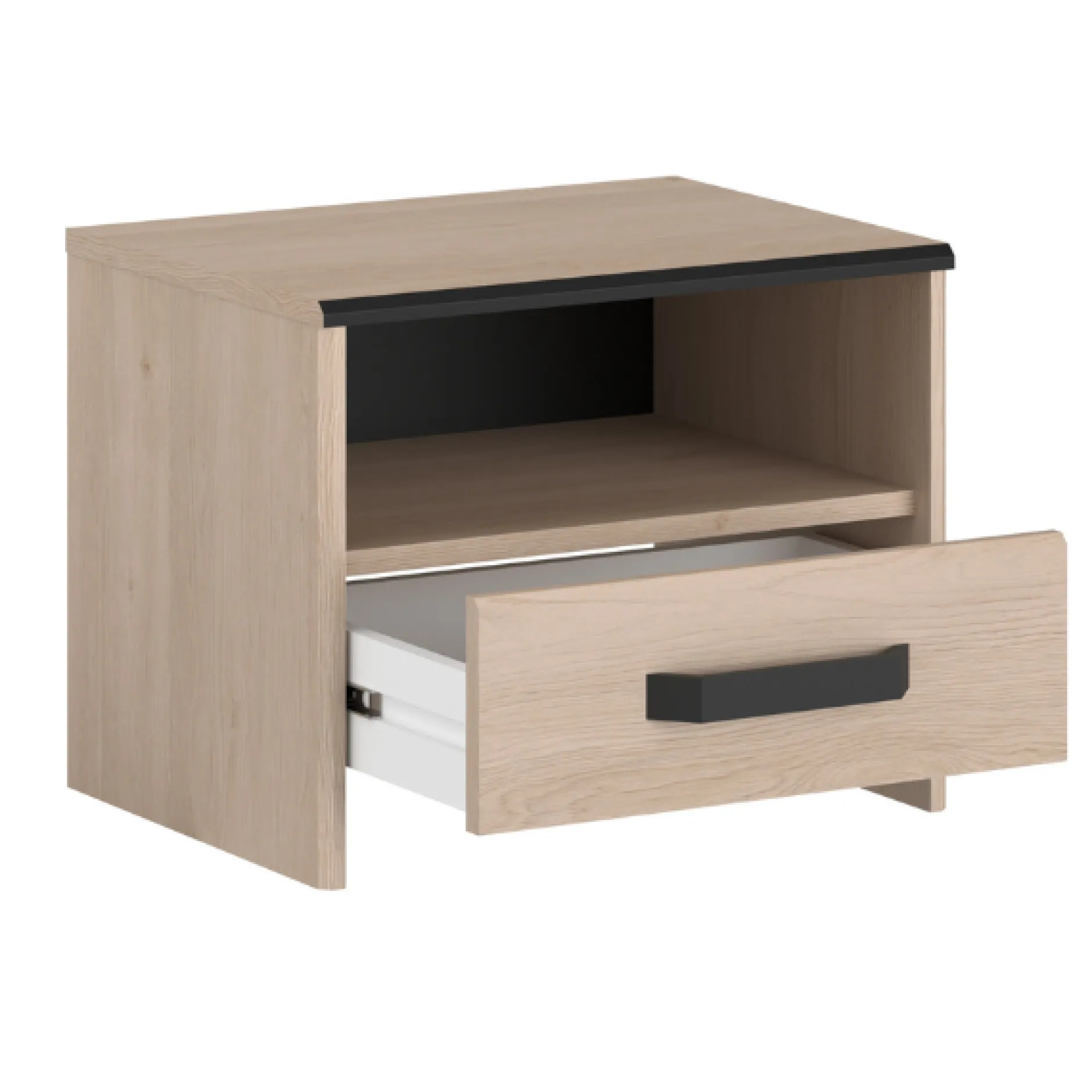 AlmaSchlafzimmer : Bett 140x190cm, Nachttisch, Kleiderschrank - Eichendekor