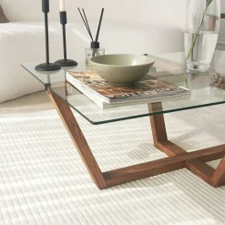 Amalfi Couchtisch | GEHÄRTETES GLAS | Walnuss