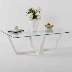 Amalfi Couchtisch | GEHÄRTETES GLAS | Weiß