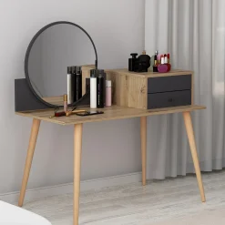 Angel Schminktisch | 100% MELAMIN | Anthrazit, Walnuss