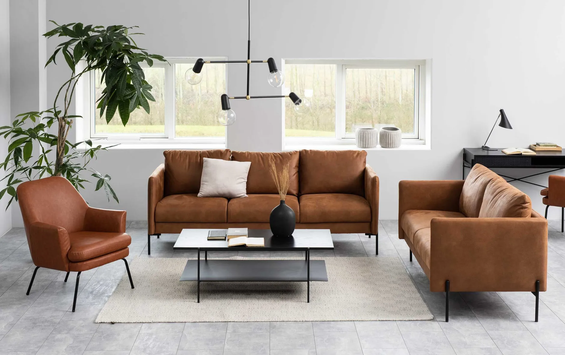 Angus Rechteckiger Couchtisch - Esche schwarz Melamin | 115x60x40cm