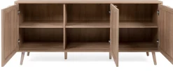 Anrichte Bilal 150cm 3 Türen - Eiche/rafia