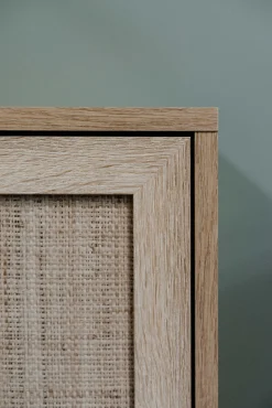 Anrichte Bilal 150cm 3 Türen - Eiche/rafia