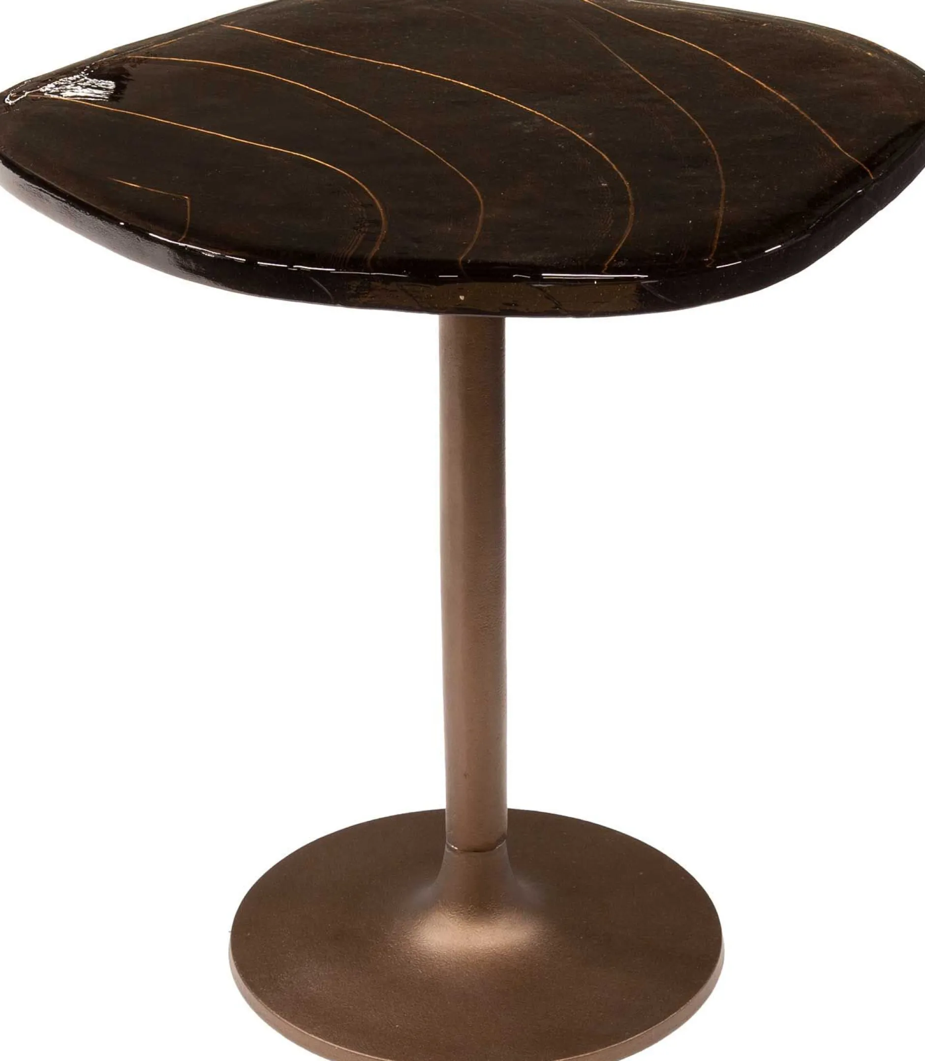 Antiker Kupfer Eclipse S Beistelltisch - Glasplatte