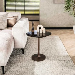 Antiker Kupfer Eclipse S Beistelltisch - Glasplatte