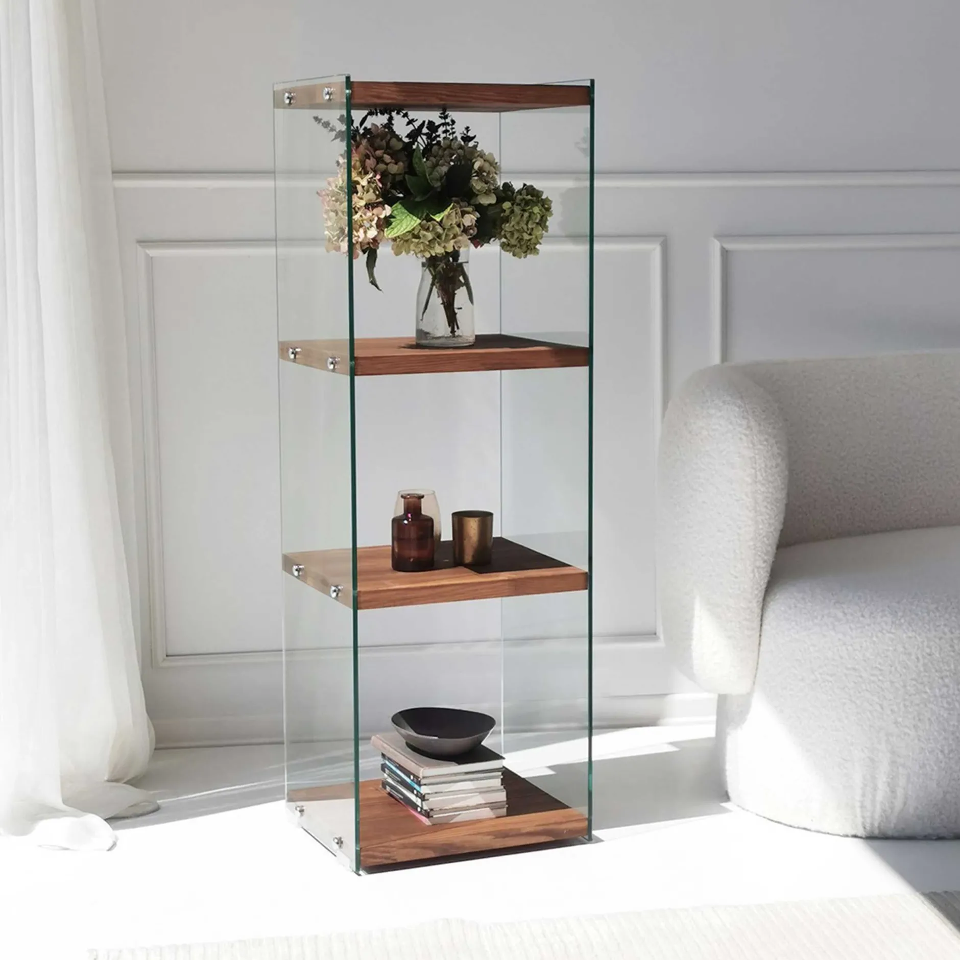 Aqua 3 Bücherregal | GEHÄRTETES GLAS | Natürlich