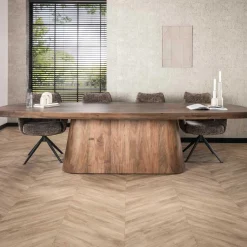 Arcadia Oval Esstisch 300cm - Massiv Akazie Drift Braun