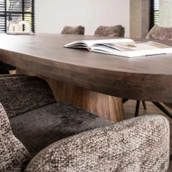 Arcadia Oval Esstisch 300cm - Massiv Akazie Drift Braun