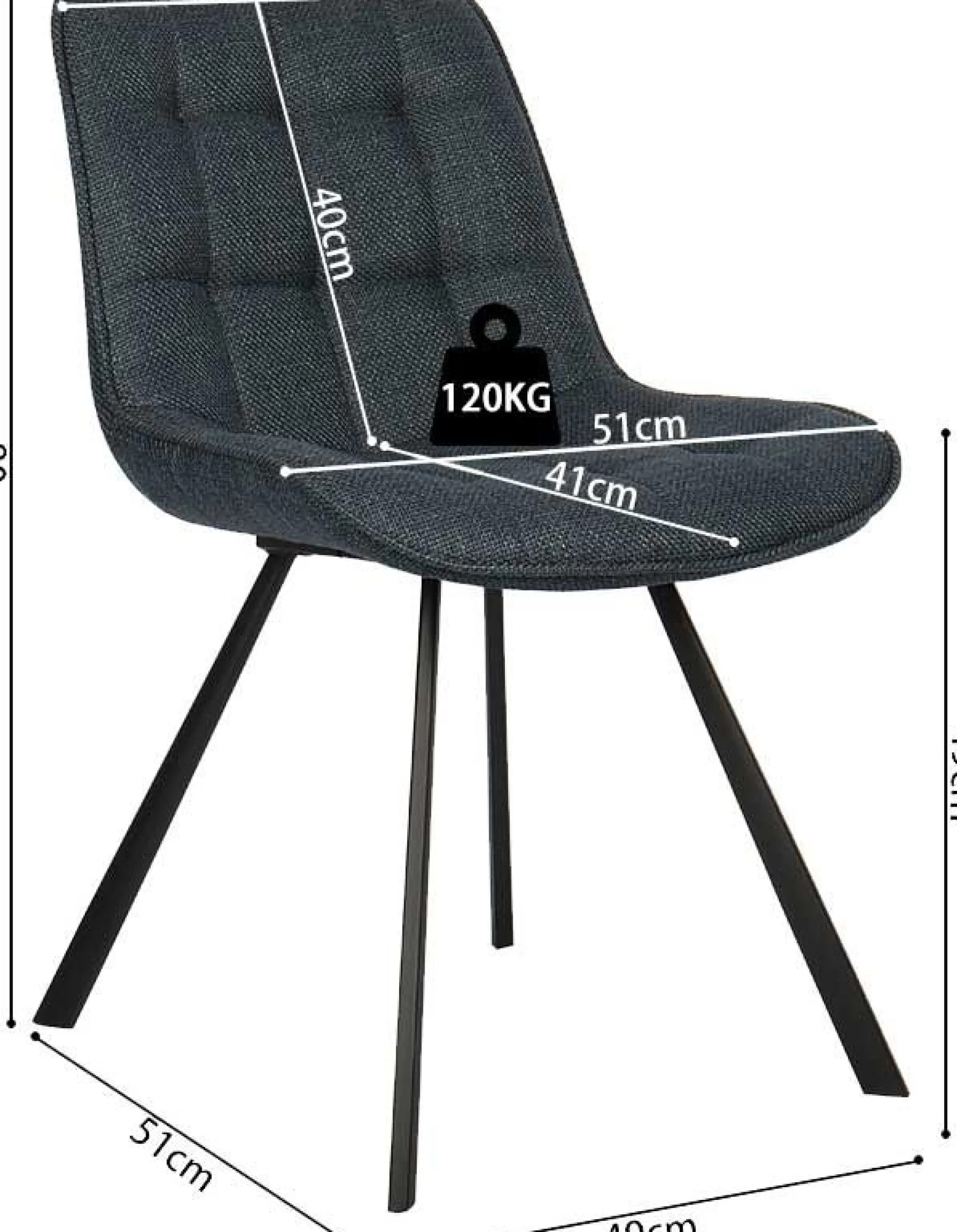 Ariba Dunkelblauer Stoffstuhl mit Metallfüßen | 80 x 51 x 61 cm