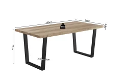 Armin 180cm Mango Dekotisch mit Metallfüßen - H75 x B180 x T90 cm