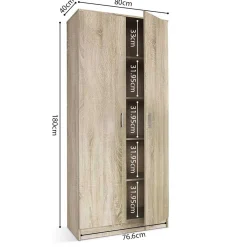 Aufbewahrungsschrank Ray 80cm mit 2 Türen und 4 Einlegeböden - Sonoma Eiche