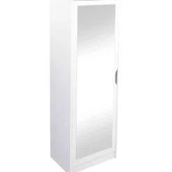 Aufbewahrungs- und Schuhschrank Westphalen | 58 x 40 x 189,5 cm | Inklusive Spiegel | Farbe: Weiß