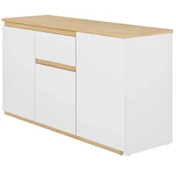 Ausziehbarer Eckschreibtisch Gibral 155x136cm - weiß/Eiche Dekor