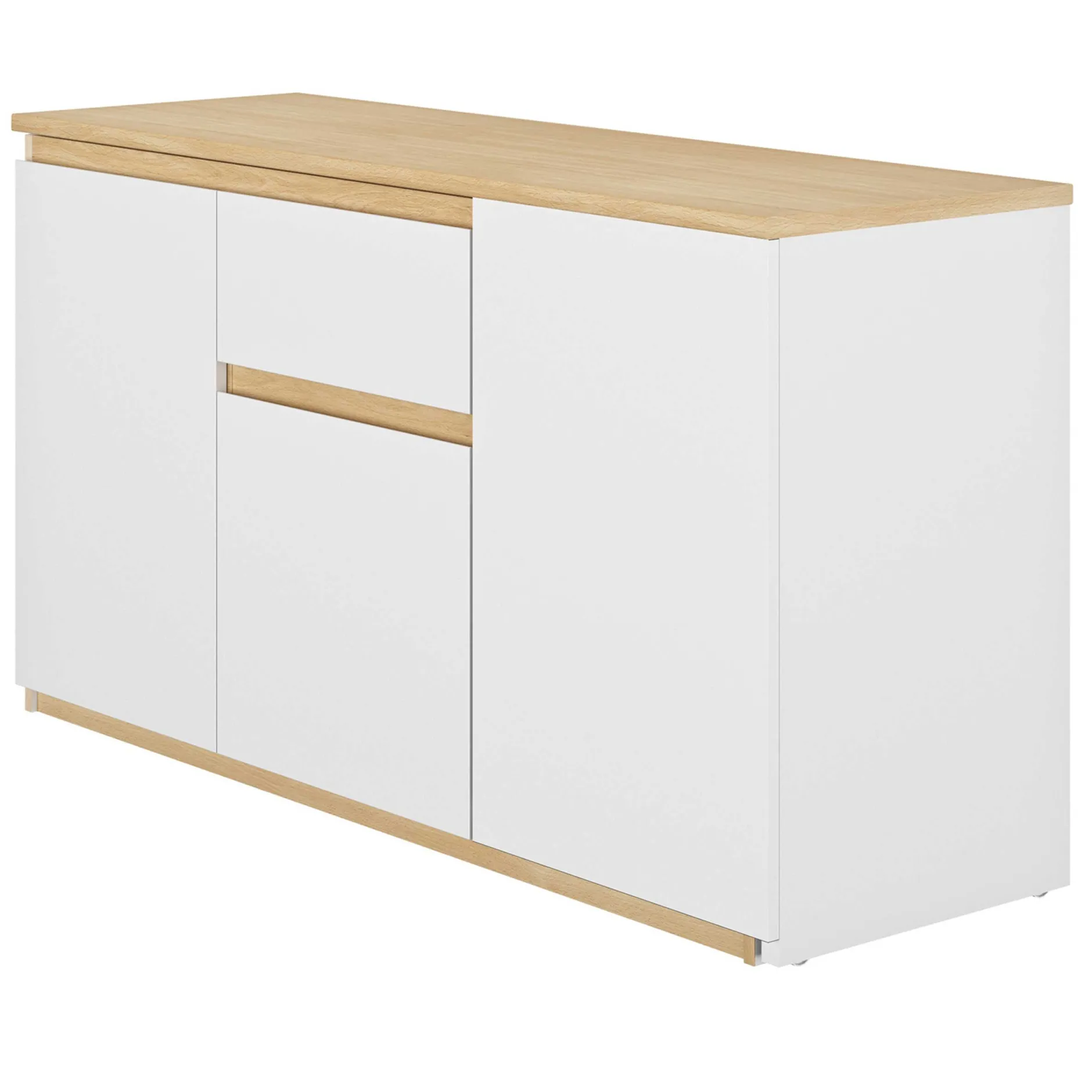 Ausziehbarer Eckschreibtisch Gibral 155x136cm - weiß/Eiche Dekor