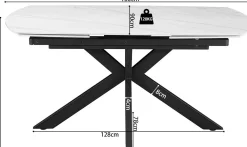 Ausziehbarer Esstisch Aries - 160/240x90x77cm - gesinterter Stein - Marmor