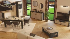 Ausziehbarer Esstisch Aubrey - 170-230x90x77cm - Eiche Dekor/schwarz