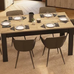 Ausziehbarer Esstisch Aubrey - 170-230x90x77cm - Eiche Dekor/schwarz