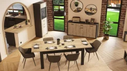 Ausziehbarer Esstisch Aubrey - 170-230x90x77cm - Eiche Dekor/schwarz