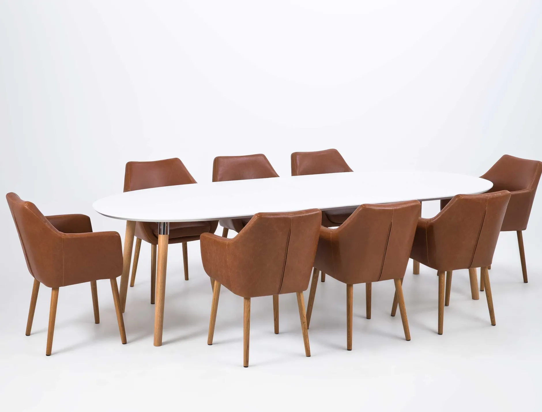 Ausziehbarer Esstisch Benjamin 170/270x100cm - weiß/ Eiche