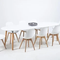 Ausziehbarer Esstisch Benjamin 170/270x100cm - weiß/ Eiche