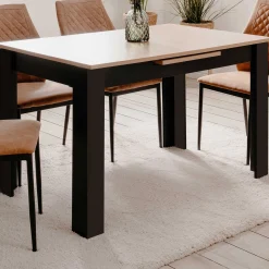 Ausziehbarer Esstisch Birma - 125/165x80x75cm - Artisan Eiche/schwarz